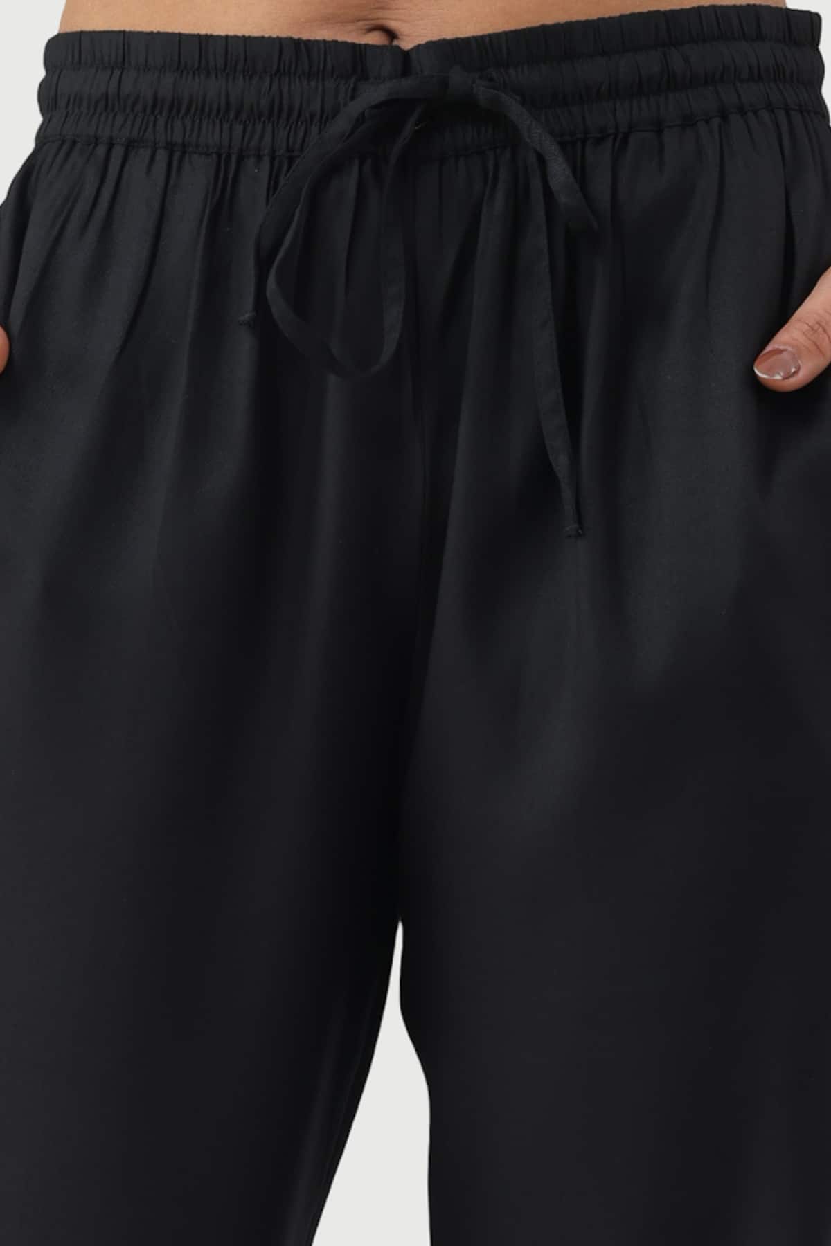 Solid Black Palazzo Pants For Women