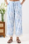 Printed Blue Palazzo Women's Pants