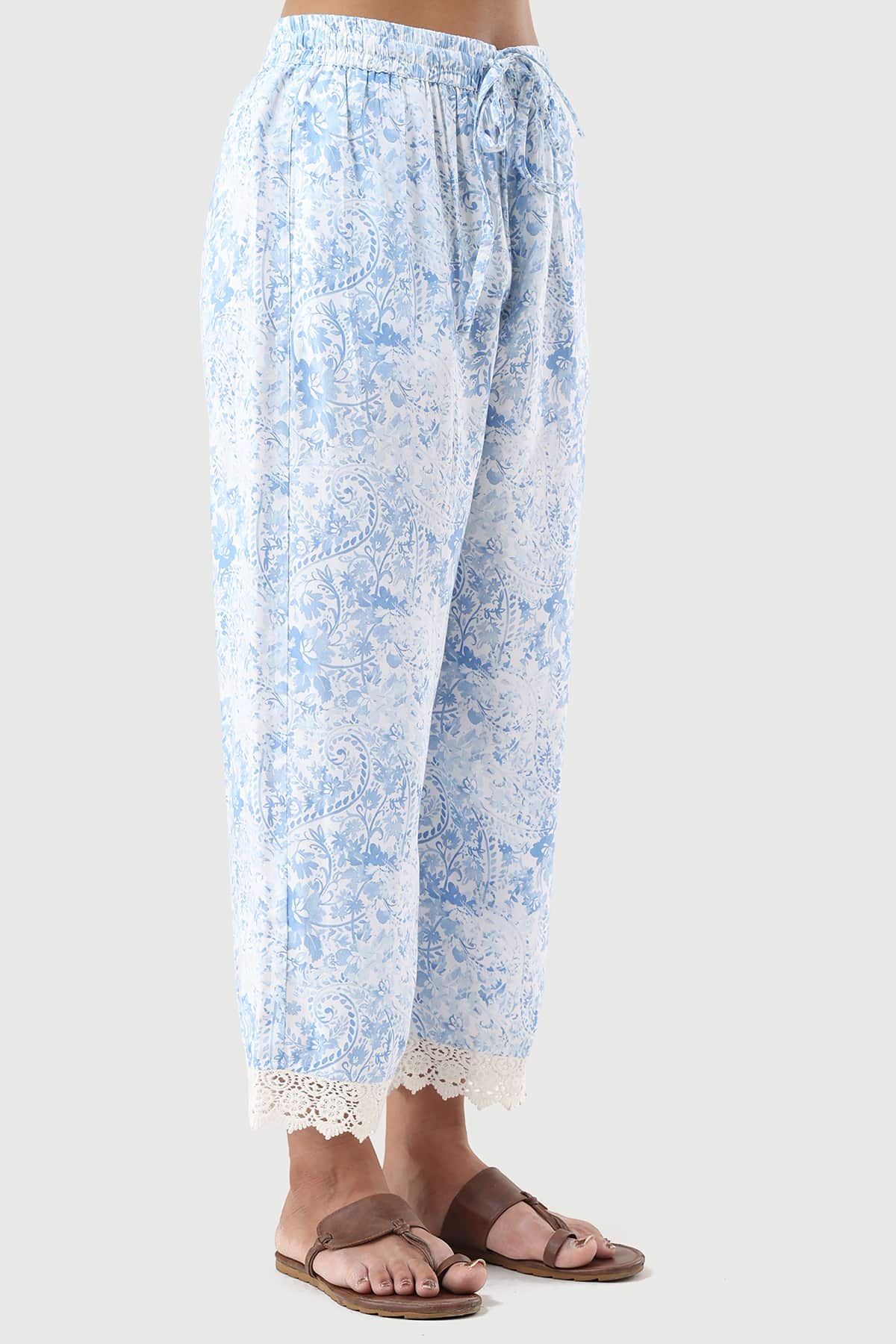 Printed Blue Palazzo Women's Pants