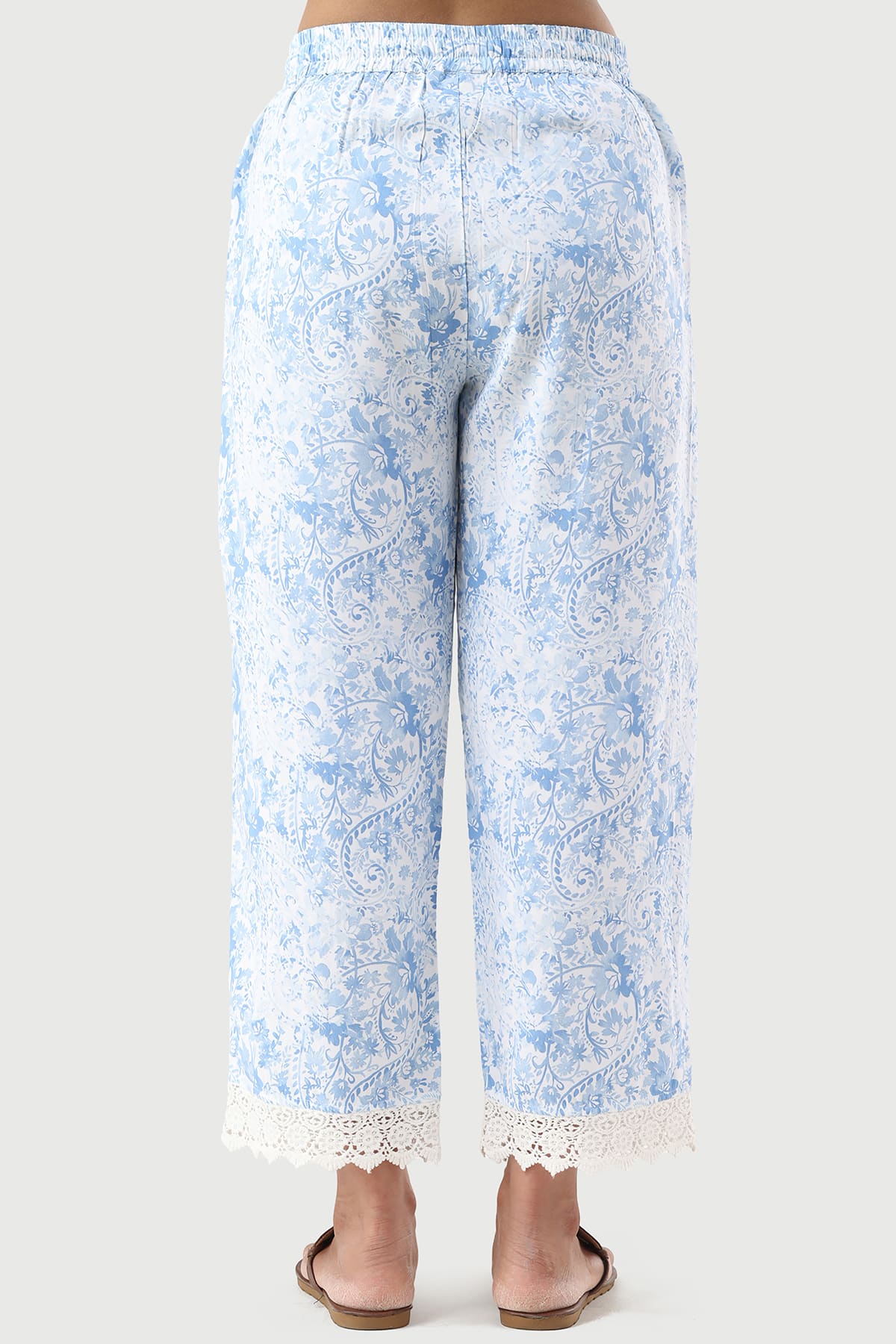 Printed Blue Palazzo Women's Pants