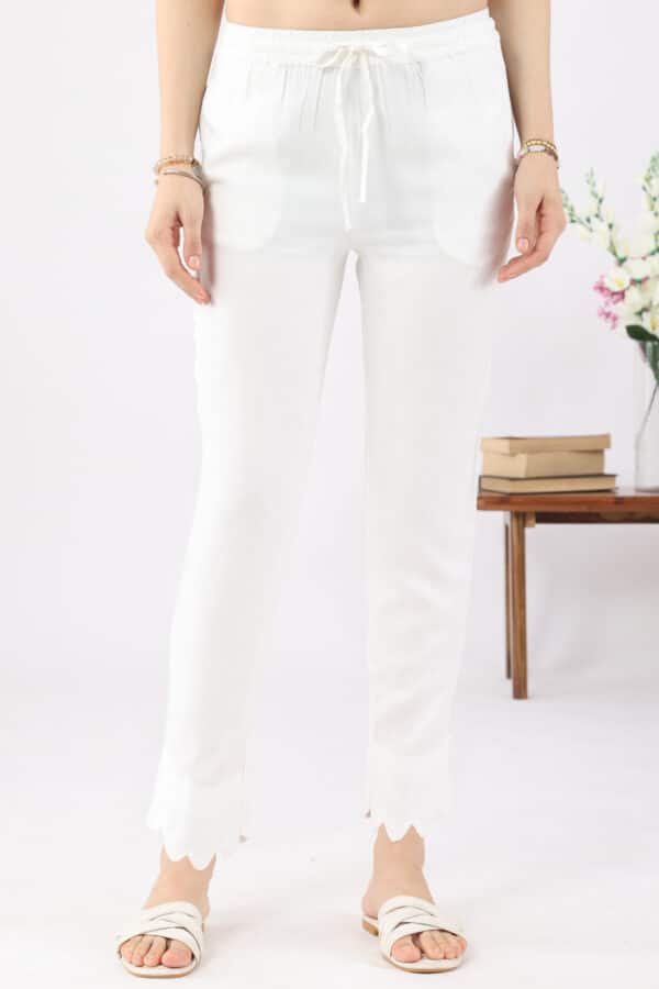 Solid White Palazzo Pants For Women