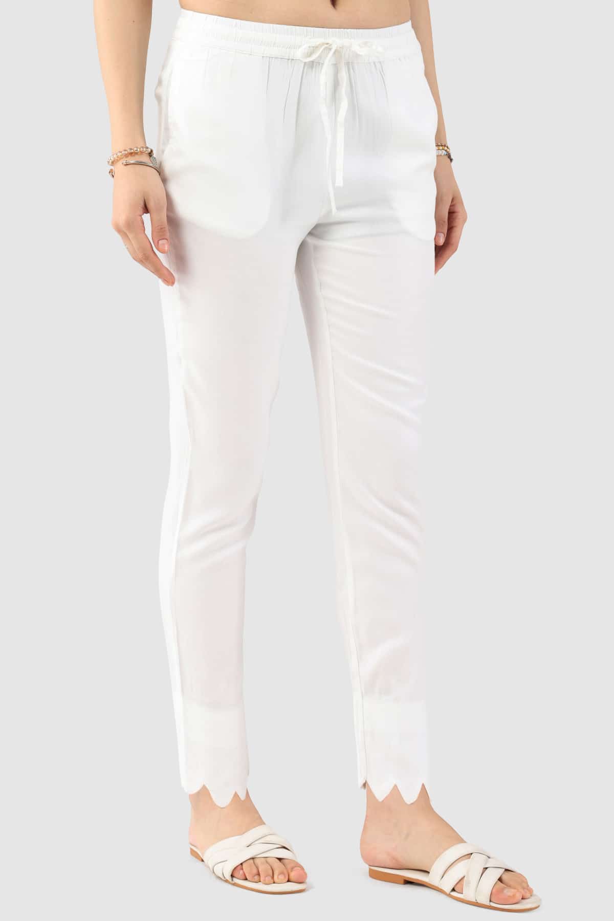 Solid White Palazzo Pants For Women