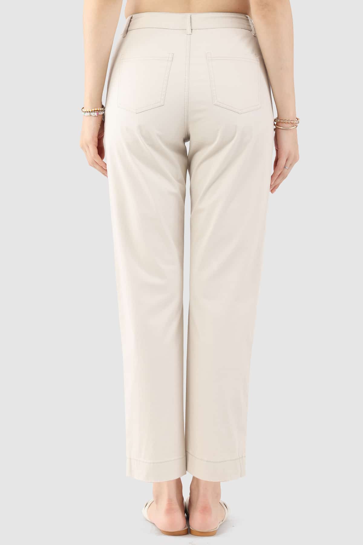 Solid Beige Pants Women