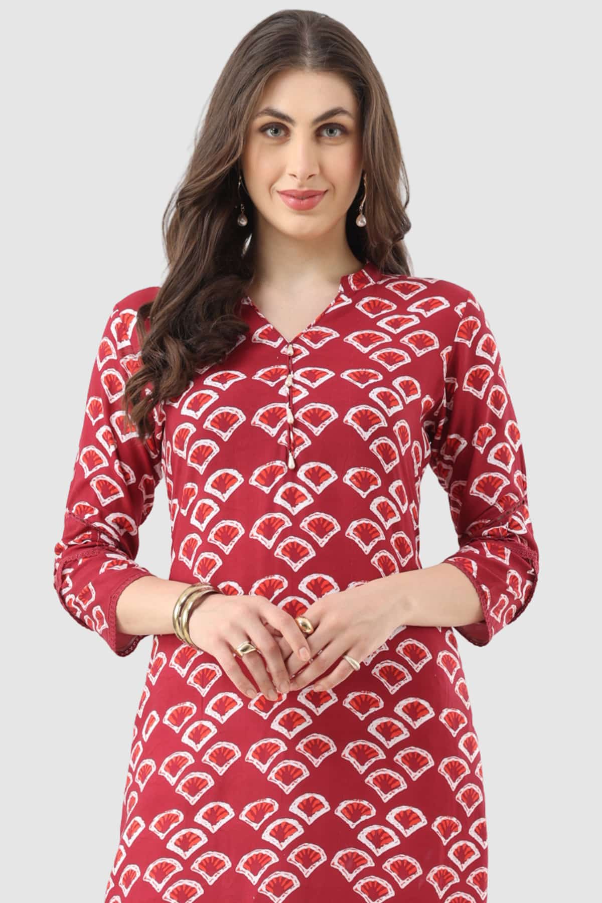 Printed Maroon Colour Kurti For Women