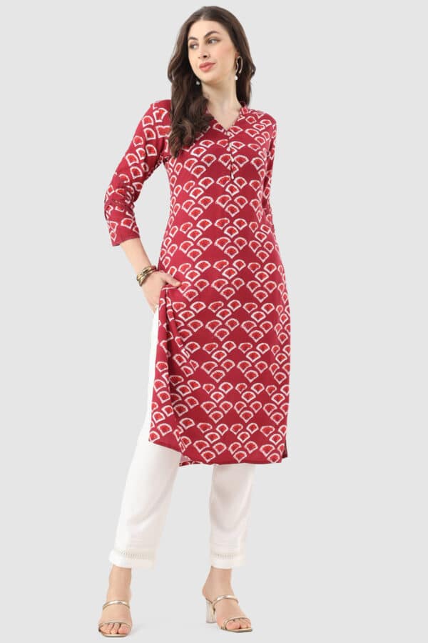 Printed Maroon Colour Kurti For Women