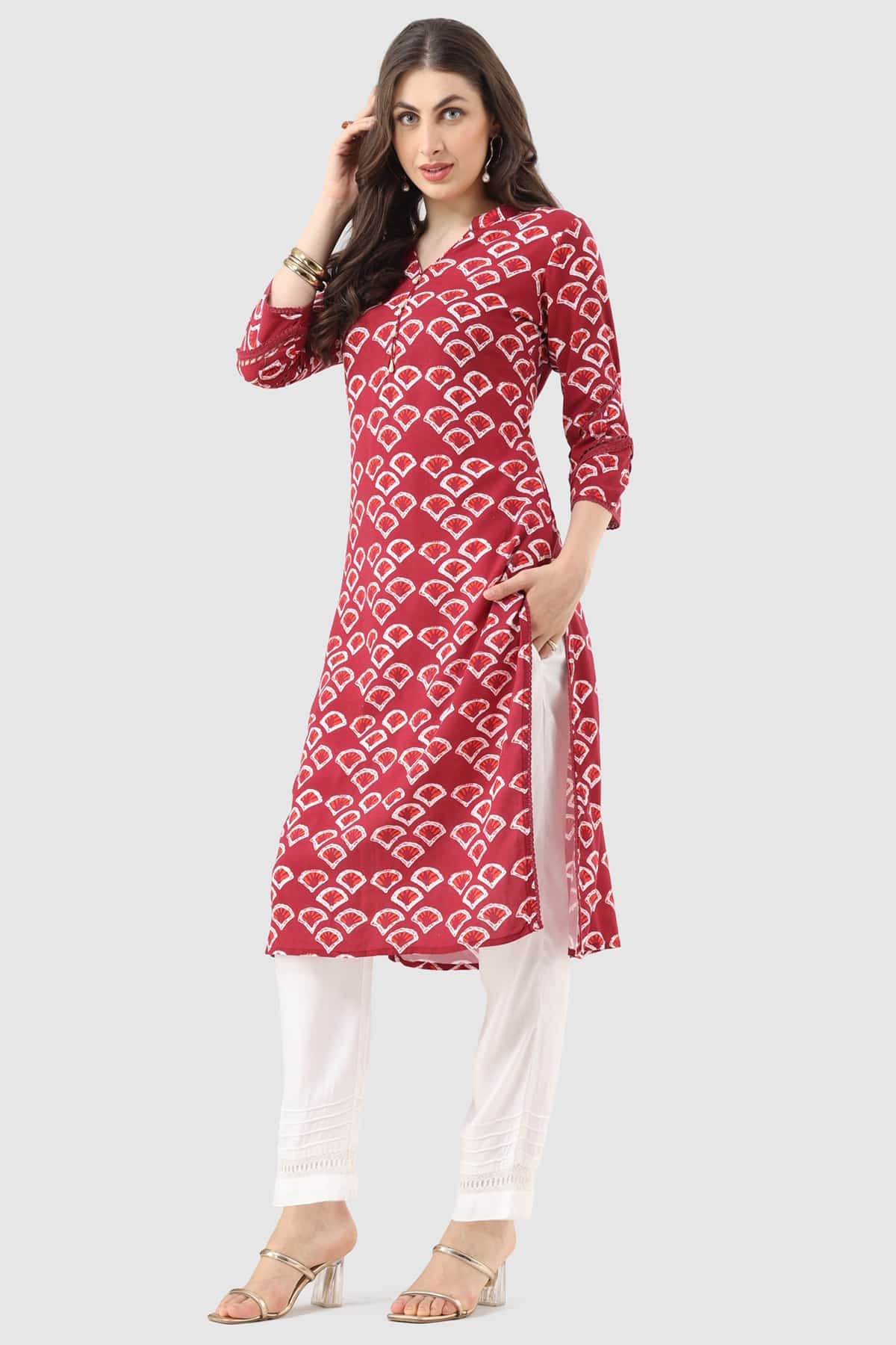 Printed Maroon Colour Kurti For Women