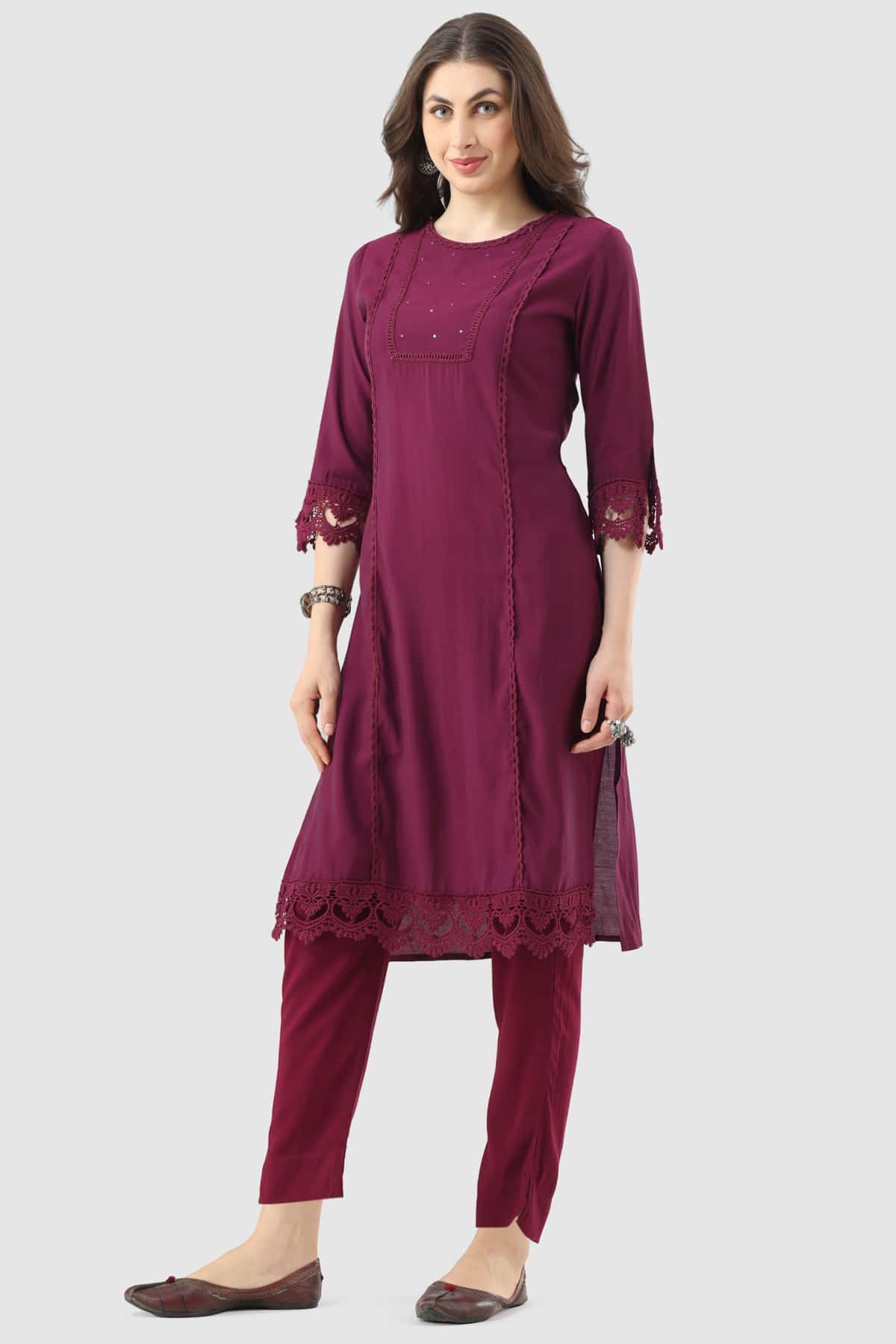 Nalina Silk Magenta Kurti For Women