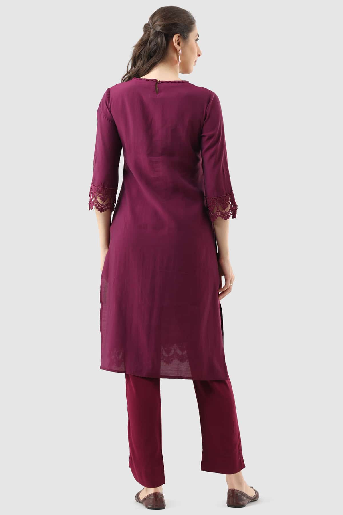 Nalina Silk Magenta Kurti For Women