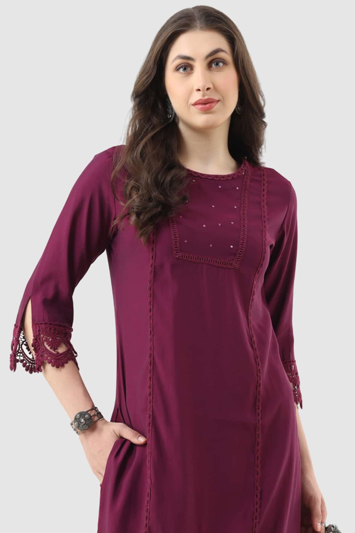 Nalina Silk Magenta Kurti For Women