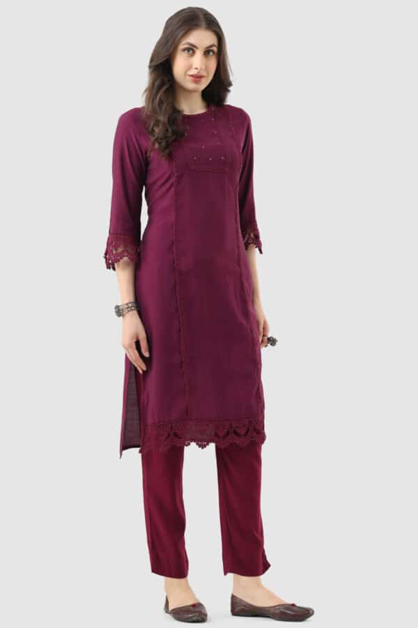 Nalina Silk Magenta Kurti For Women