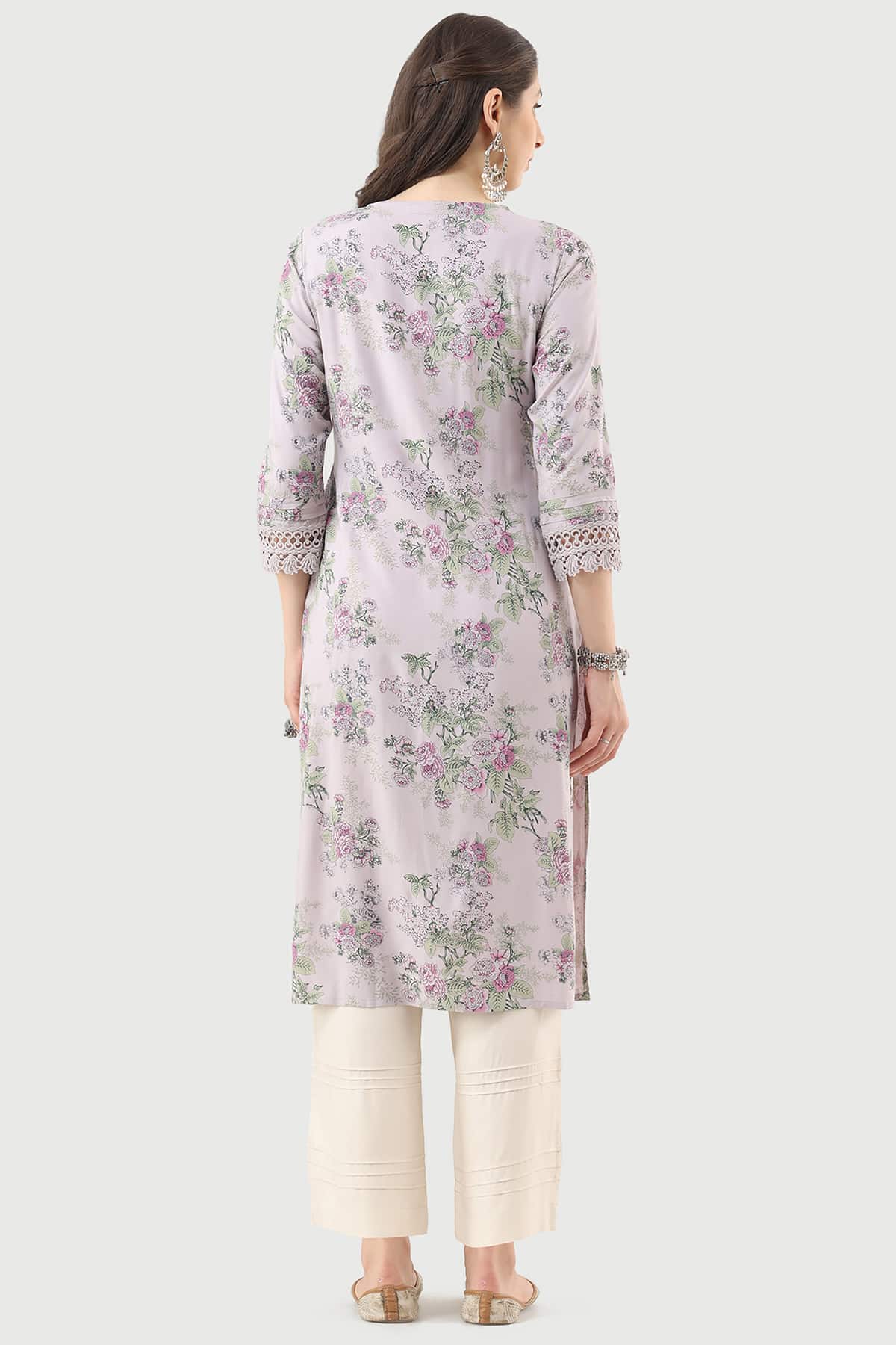 Lilac Printed Kurta Woman