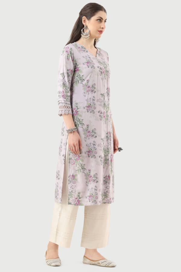 Lilac Printed Kurta Woman