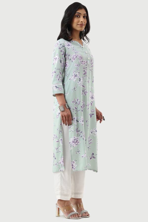 Printed Sage Green Kurta For Women