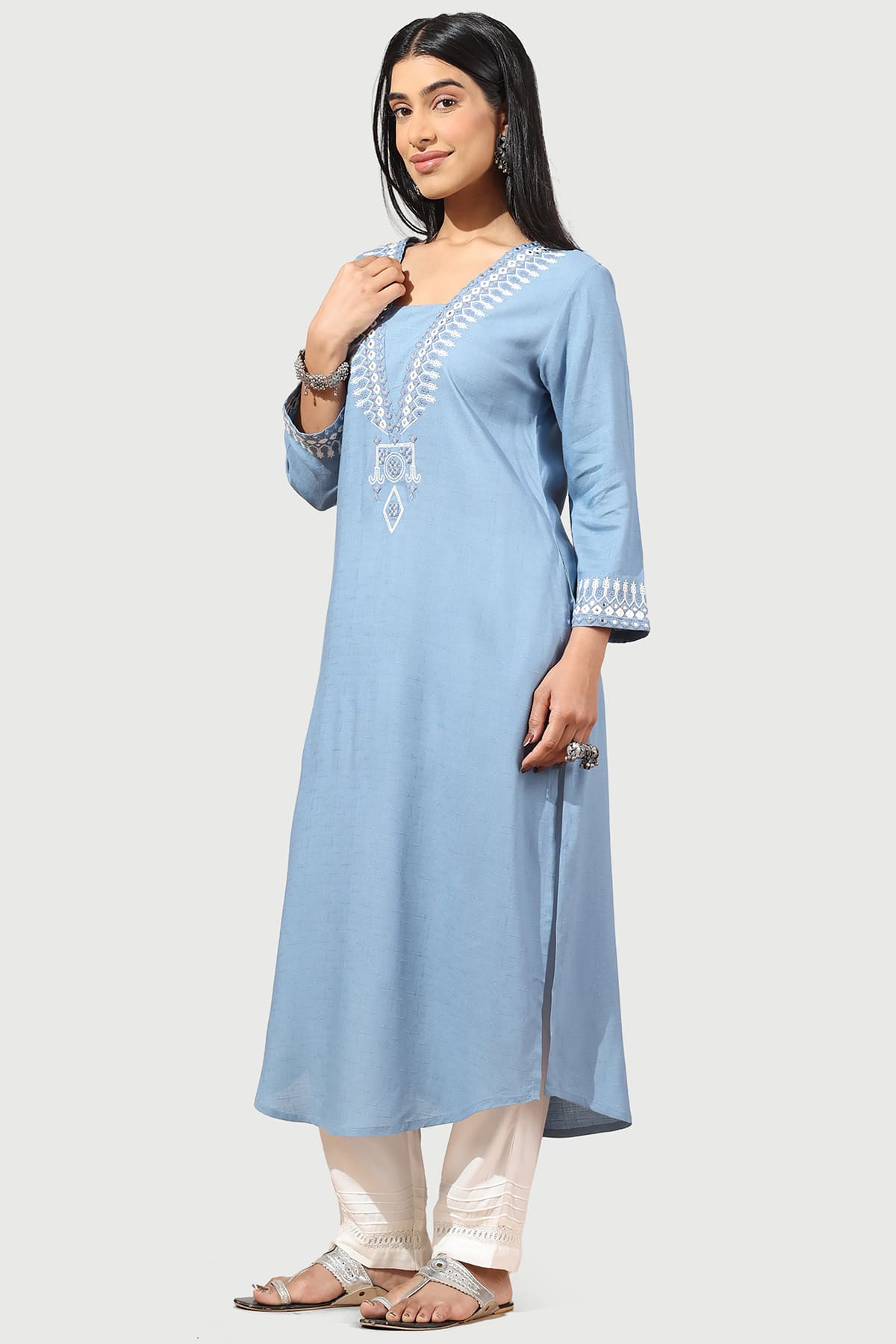 Vintage Blue Kurta For Ladies