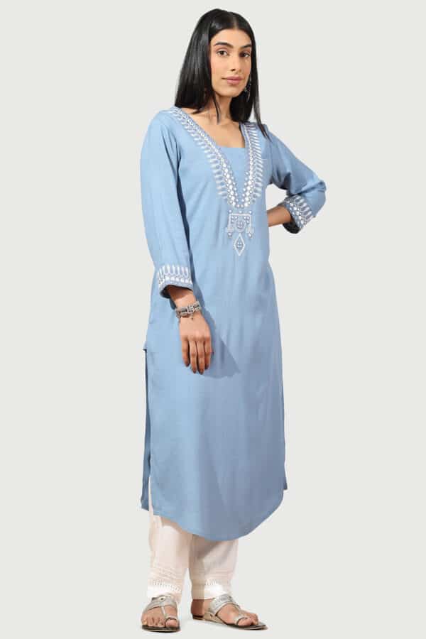 Vintage Blue Kurta For Ladies
