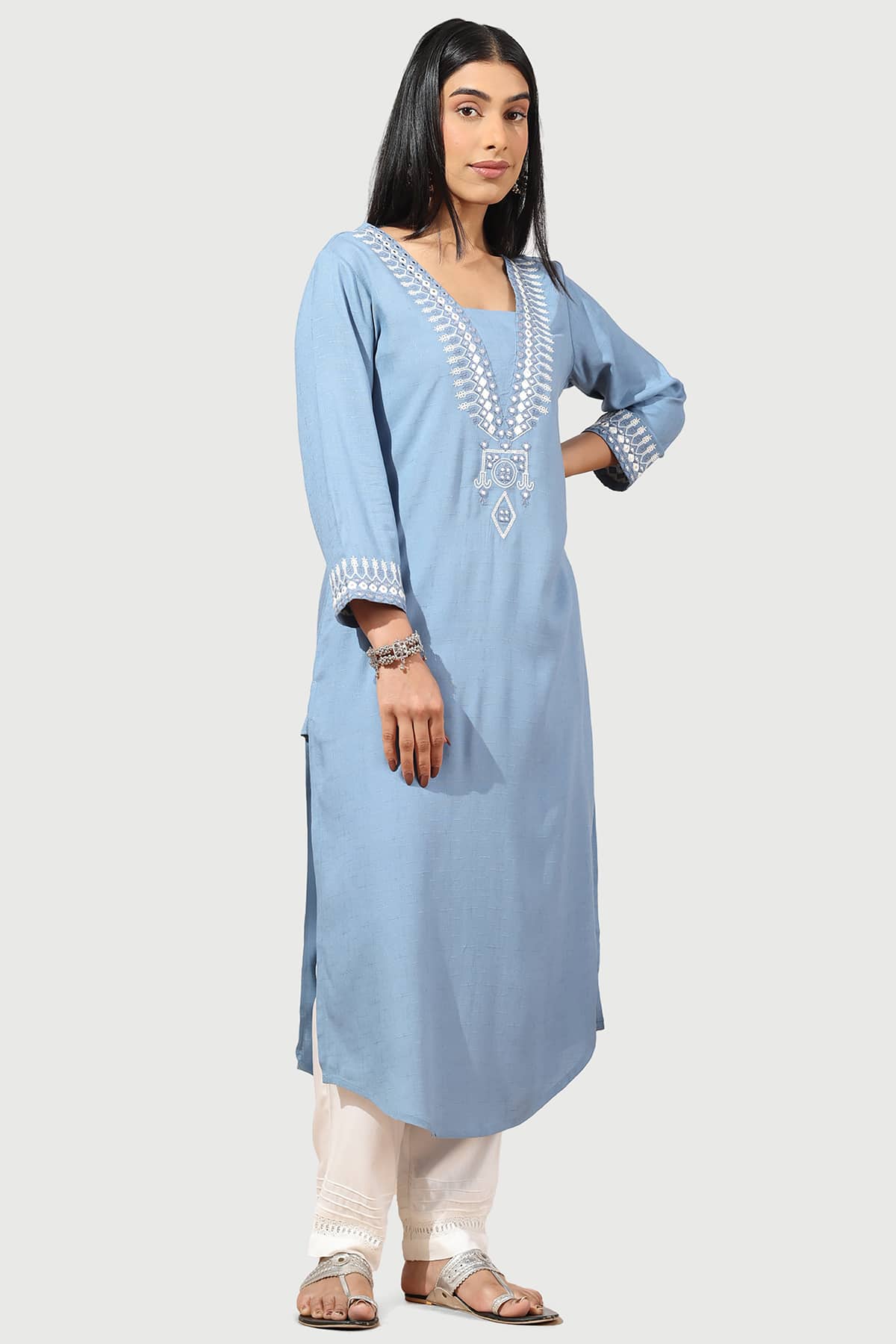 Vintage Blue Kurta For Ladies
