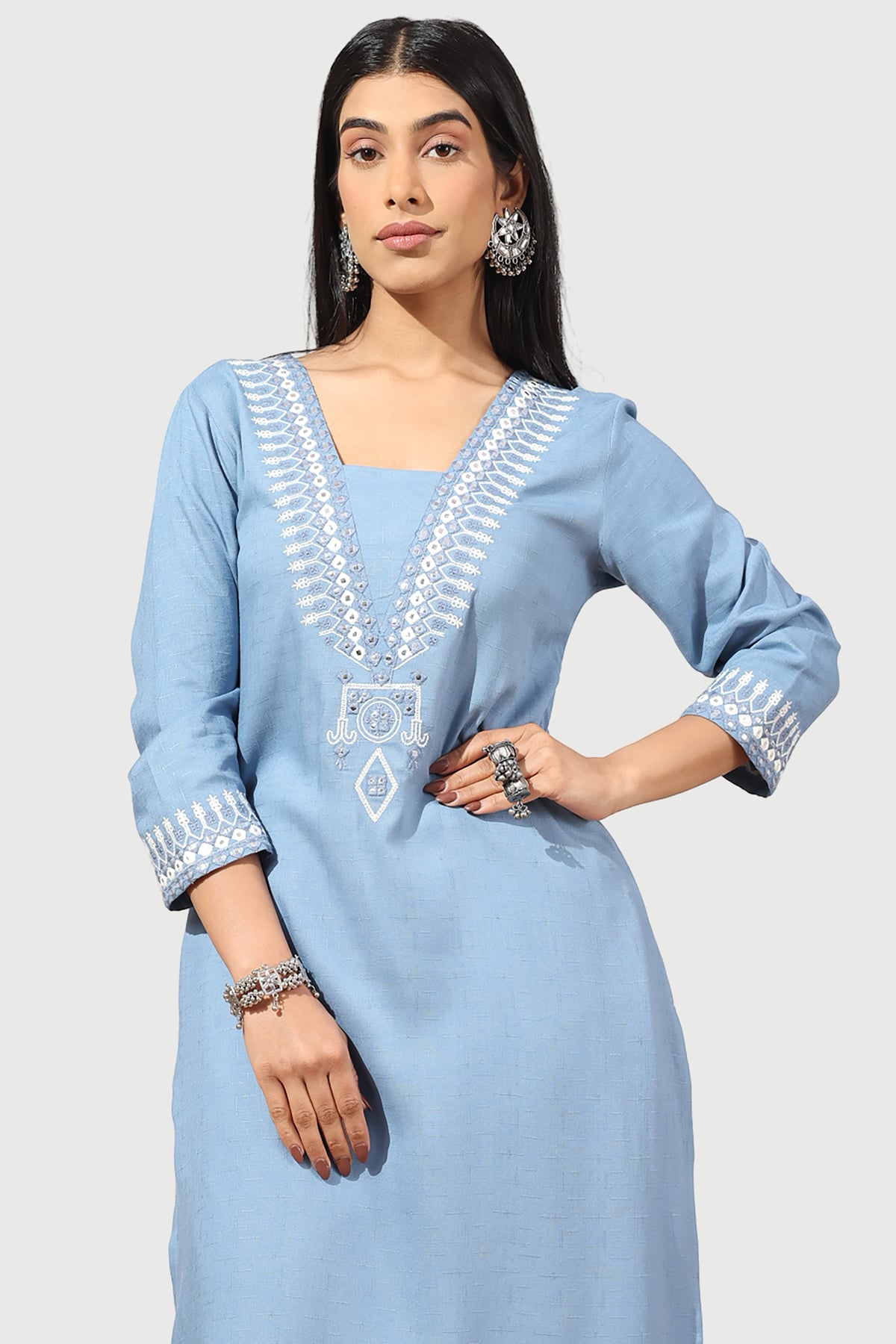 Vintage Blue Kurta For Ladies
