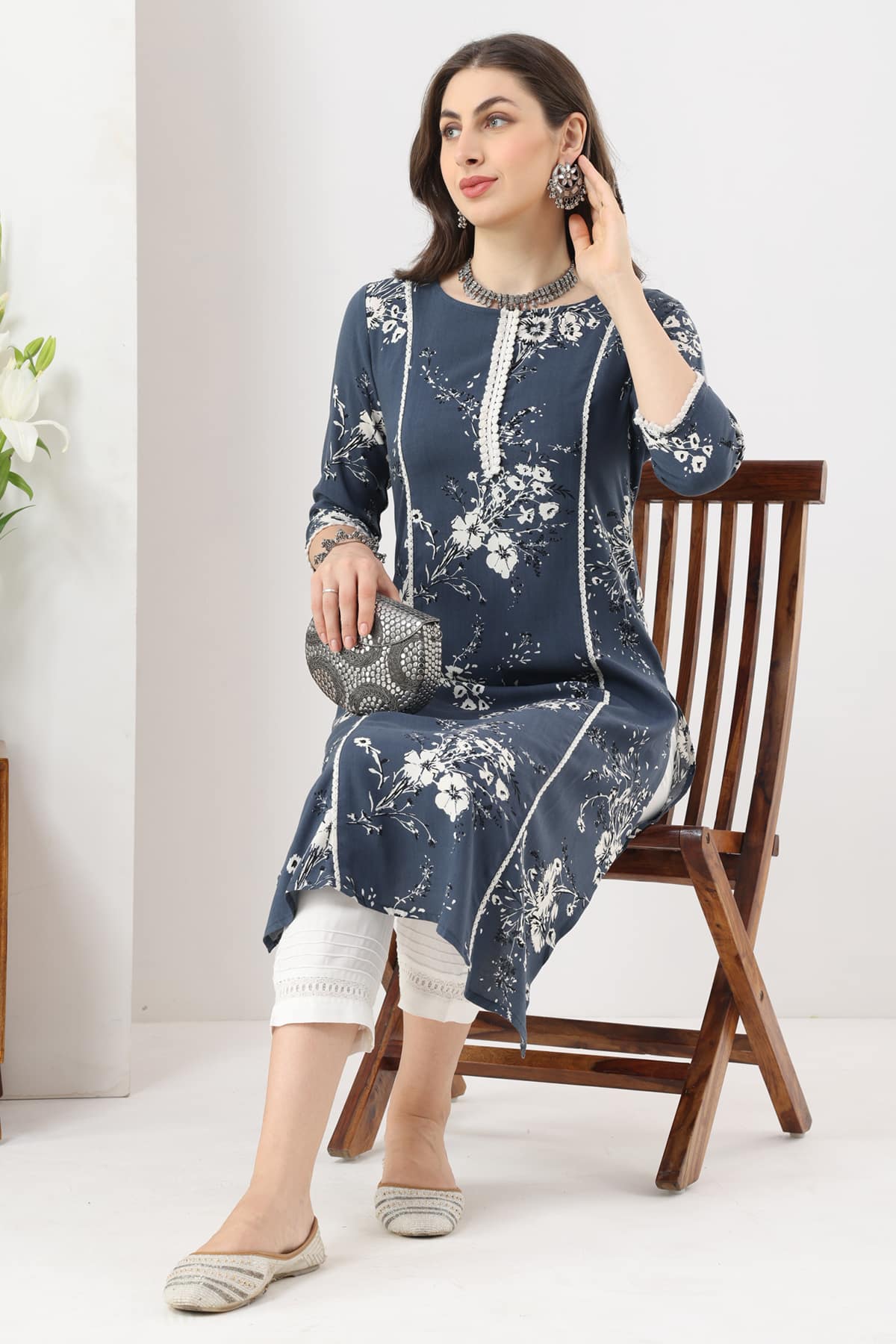 Printed Grey Kurtis For Women