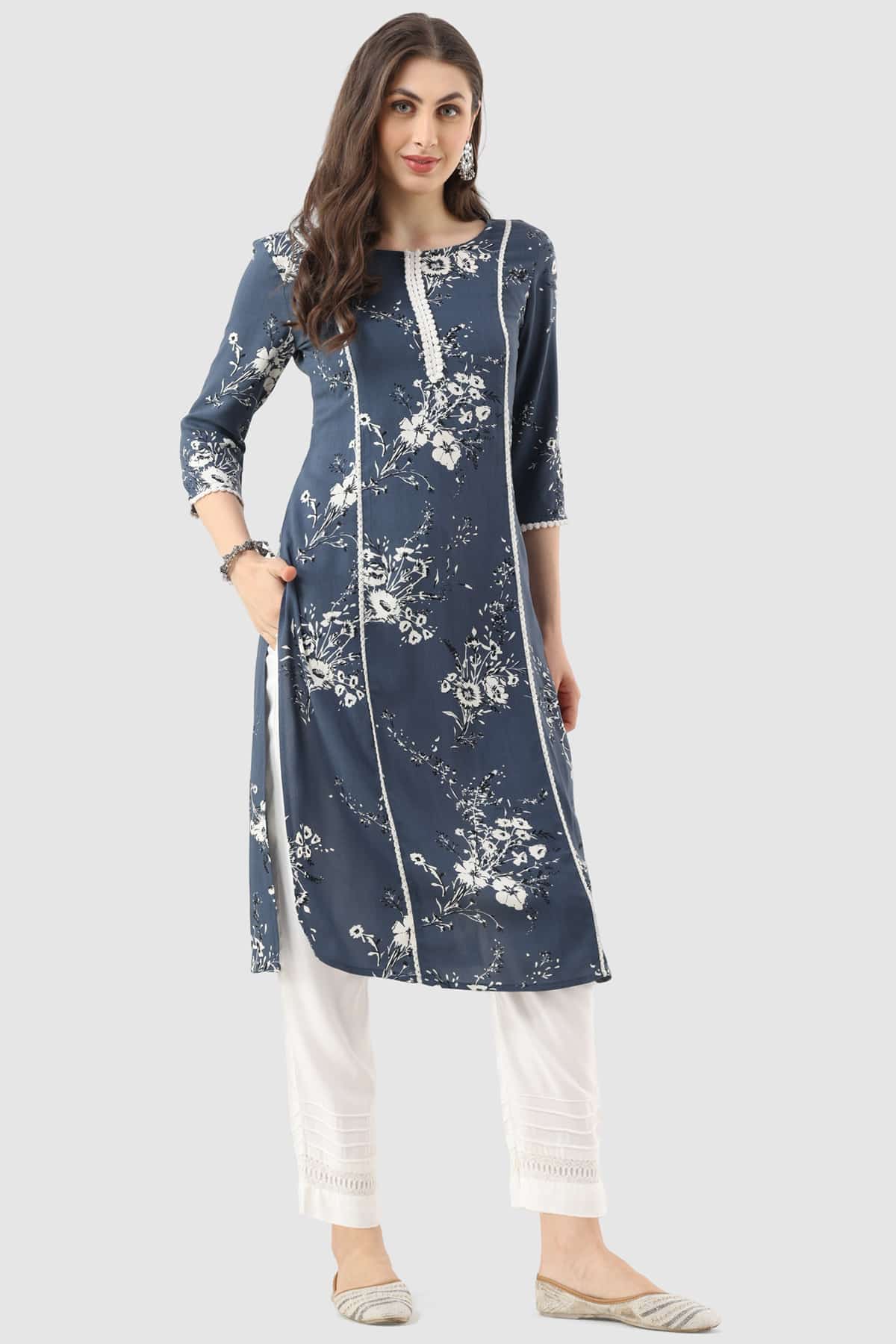 Printed Grey Kurtis For Women