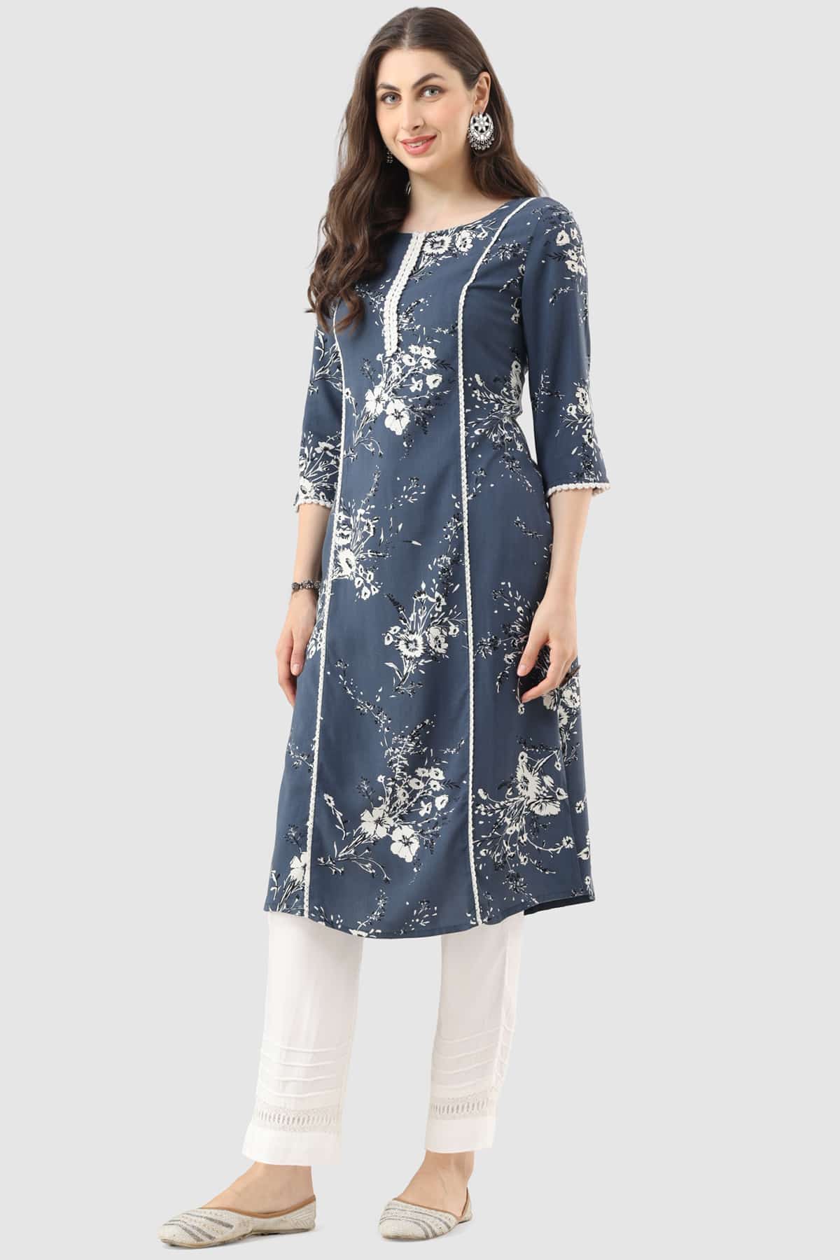 Printed Grey Kurtis For Women