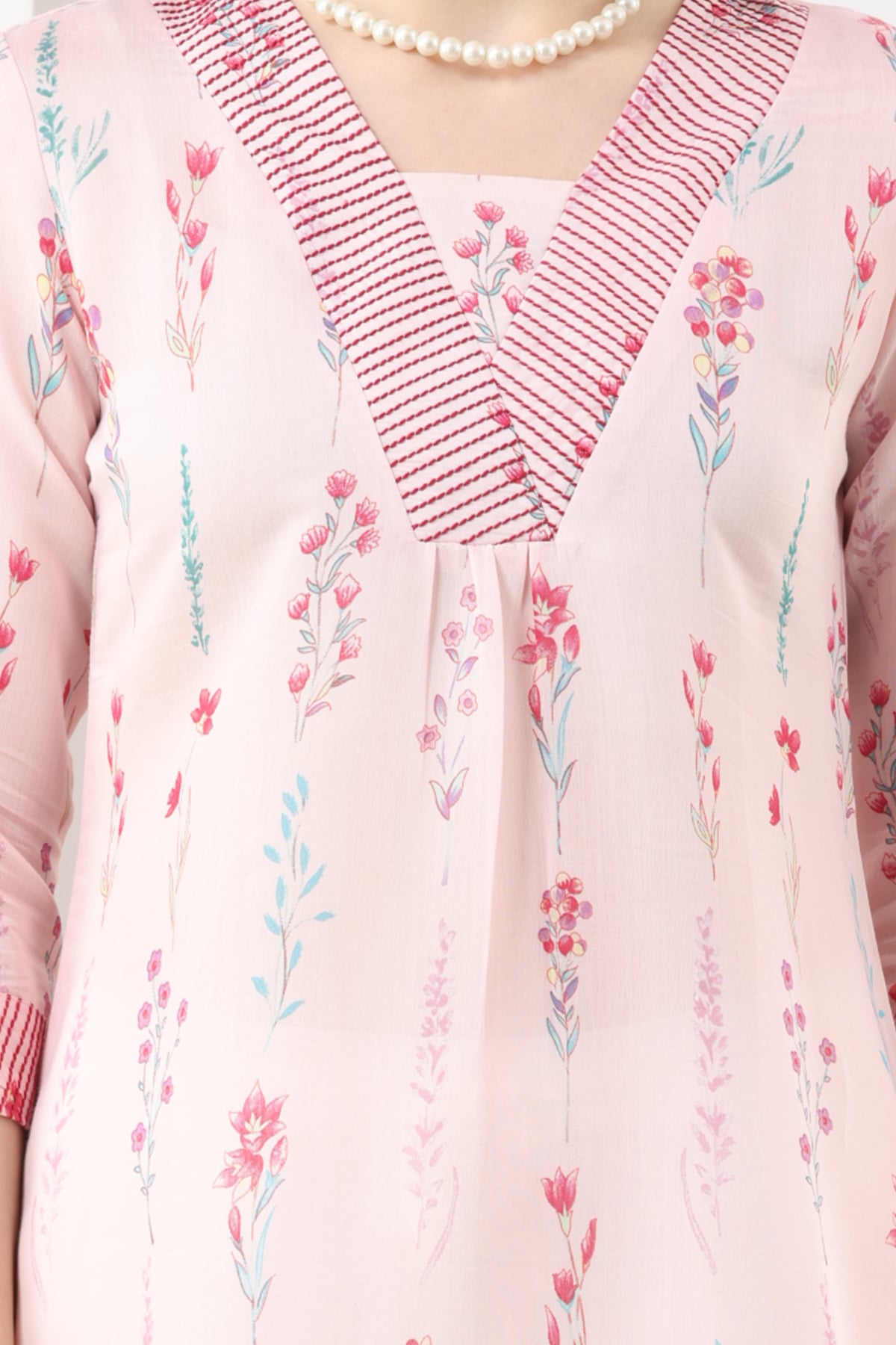 Printed Pink Kurti For Women