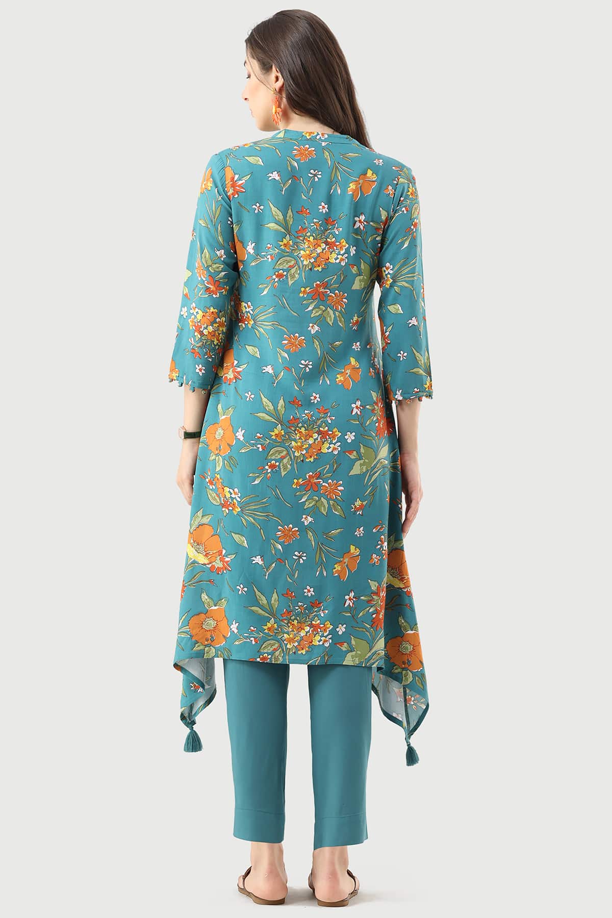 Printed Turquoise Printed Kurtis For Ladies