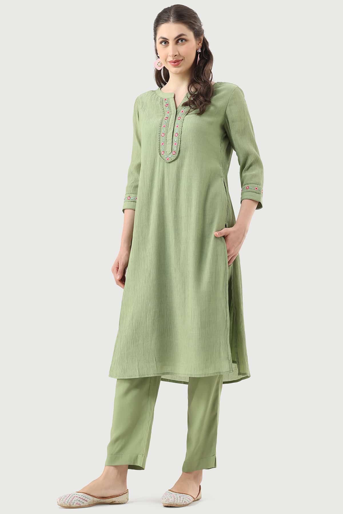 Forest Green Kurtis For Women Long
