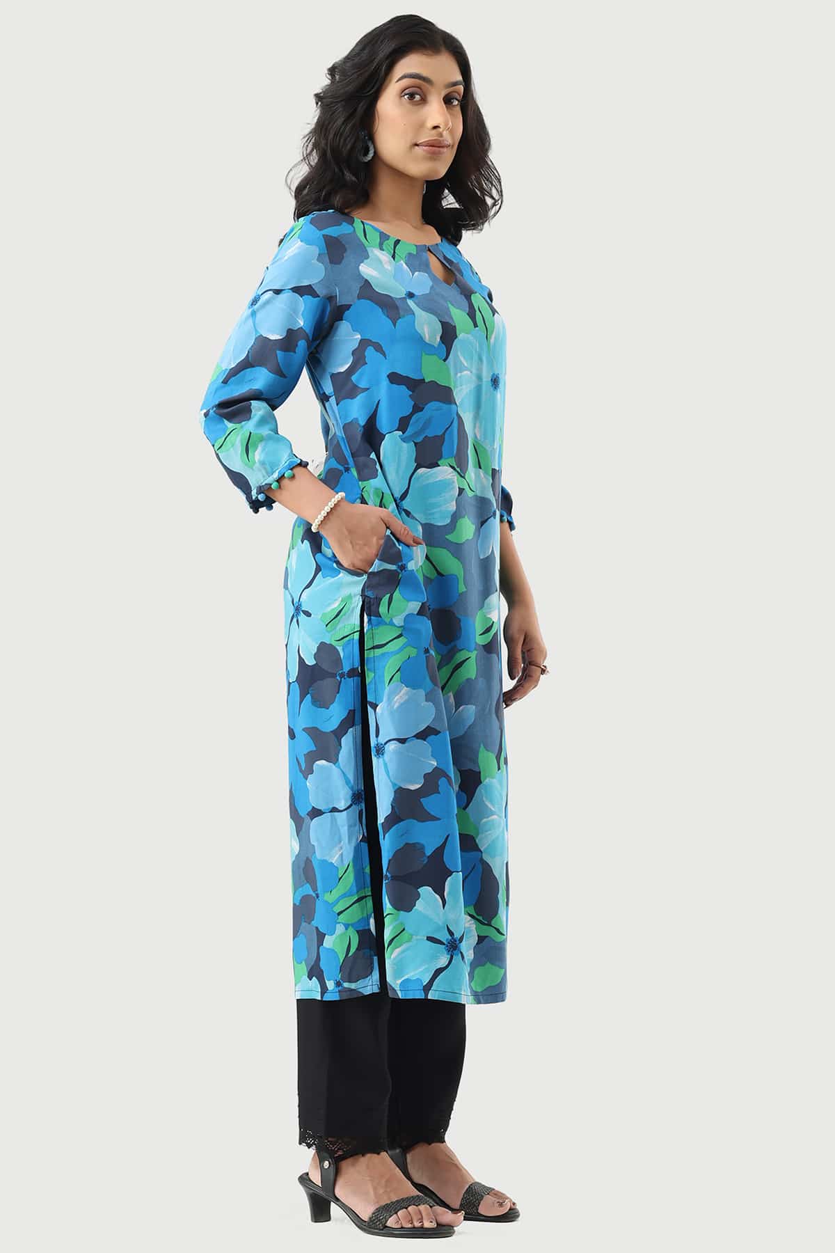 Printed Blue Kurtis For Women