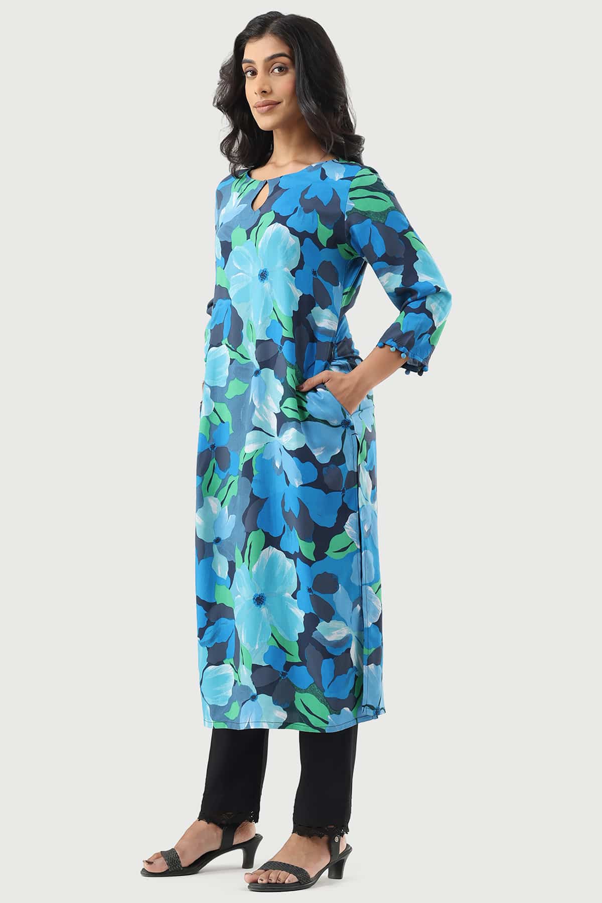 Printed Blue Kurtis For Women