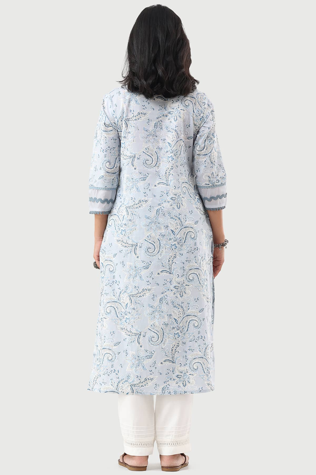 Printed Powder Blue Kurti For Women