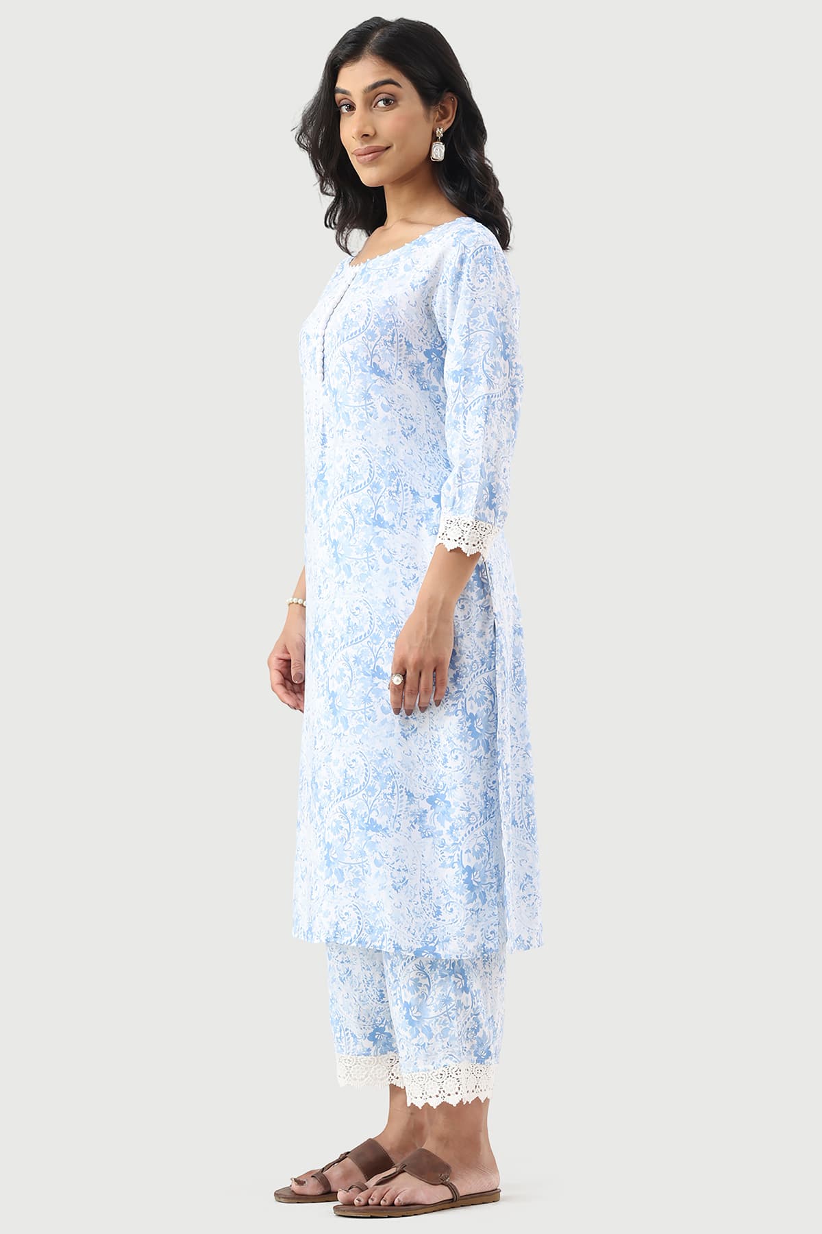 Printed Blue Kurta For Woman