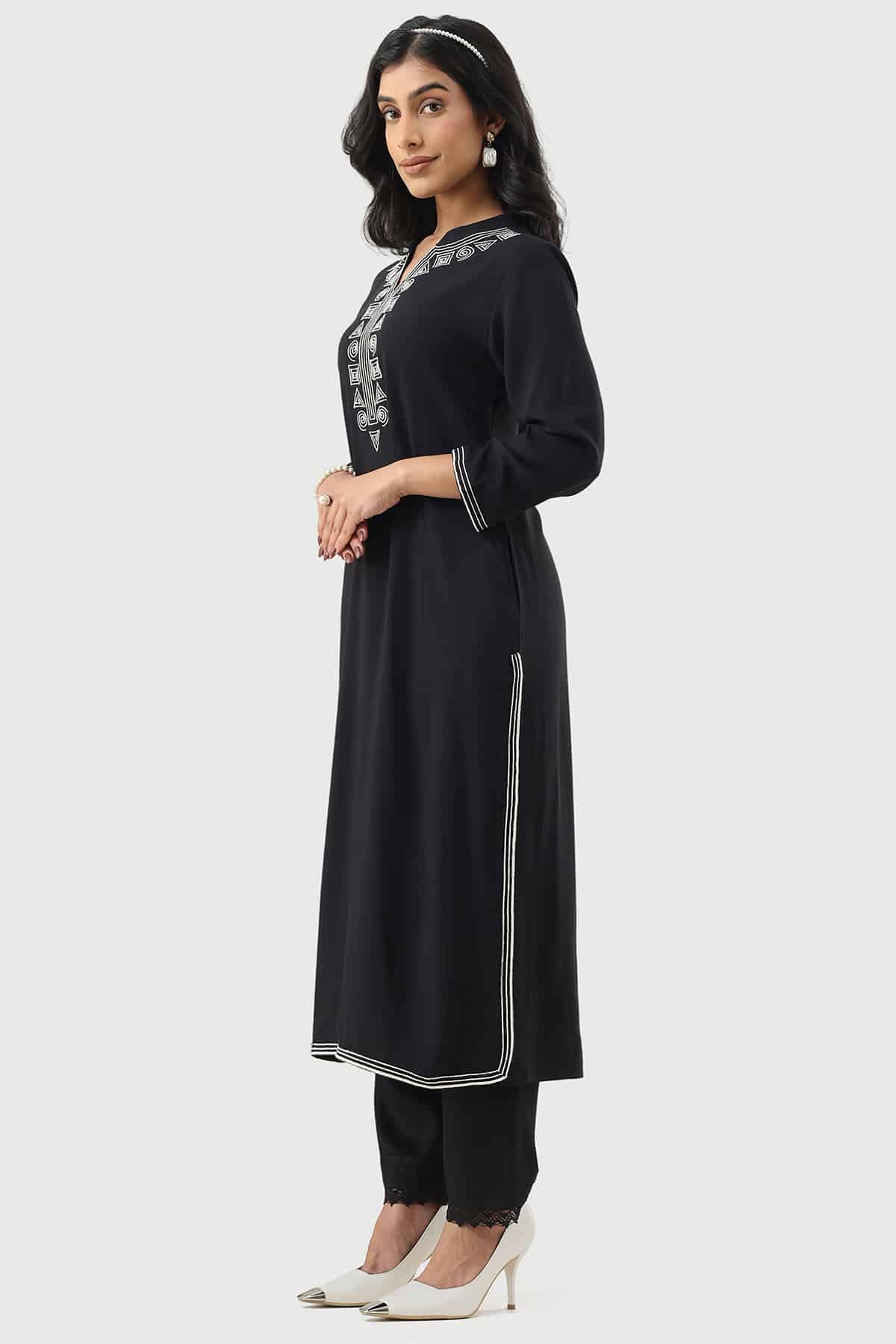 Embroidered Black Kurti For Women