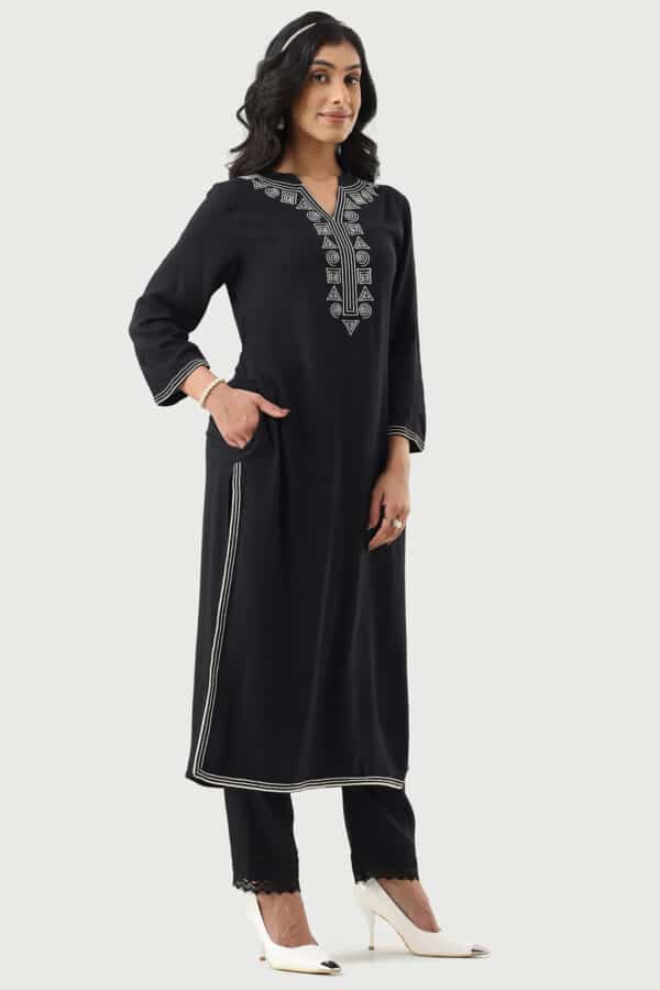Embroidered Black Kurti For Women