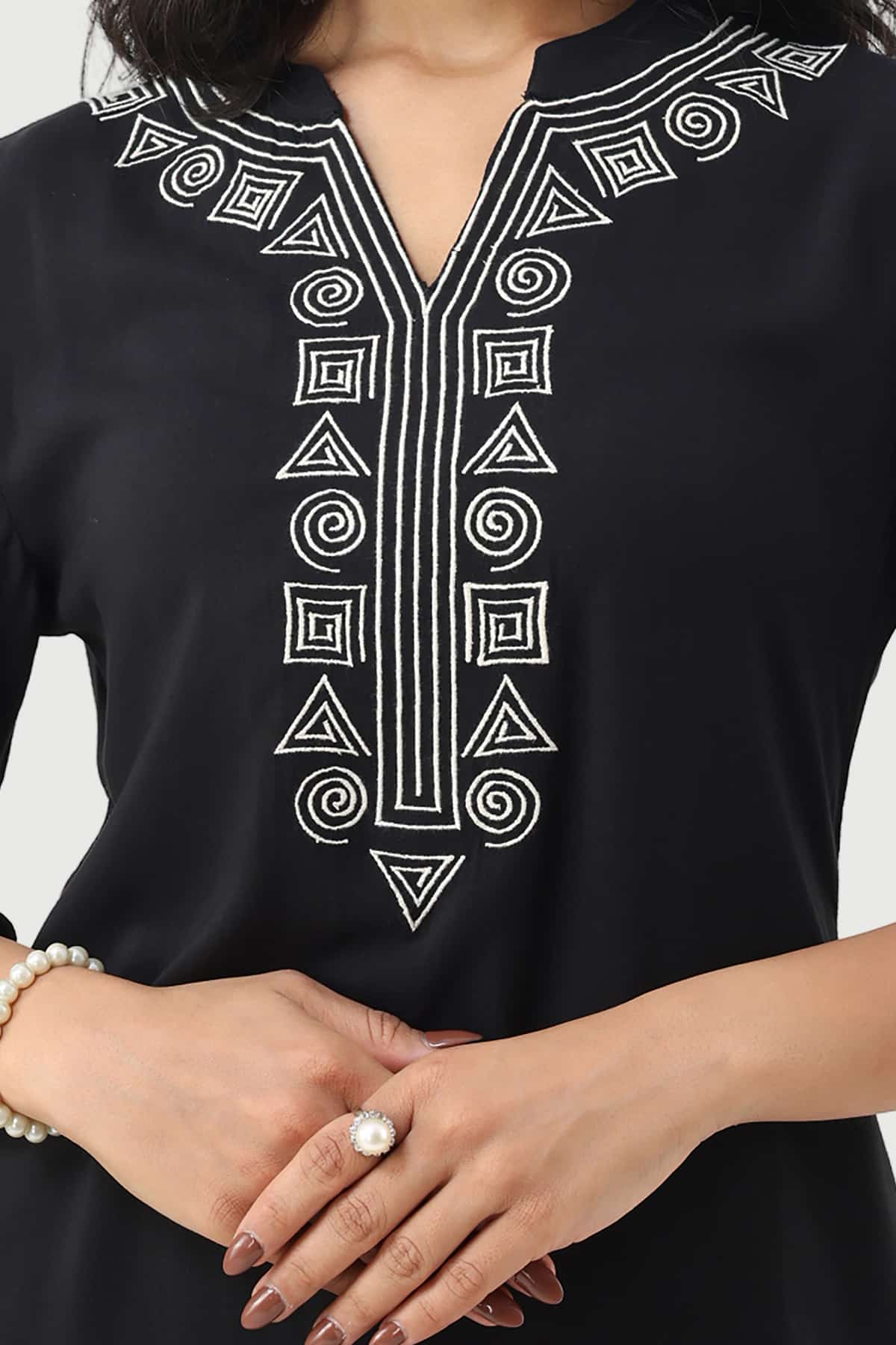 Embroidered Black Kurti For Women