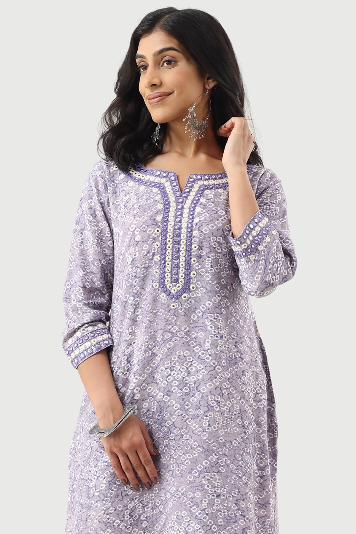 Printed Lavender Kurta For Women