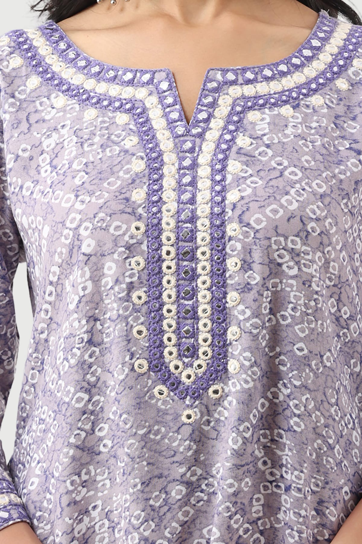 Printed Lavender Kurta For Women