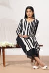 Striped Black And White Kurti For Women
