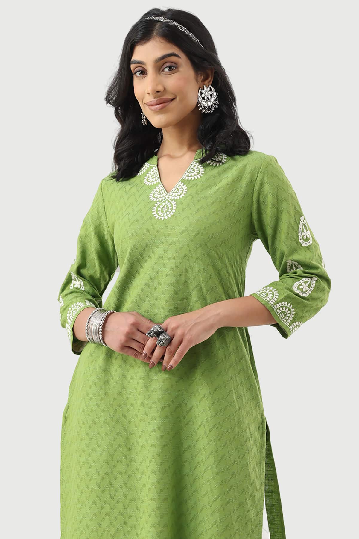 Embroidered Green Kurtis For Women