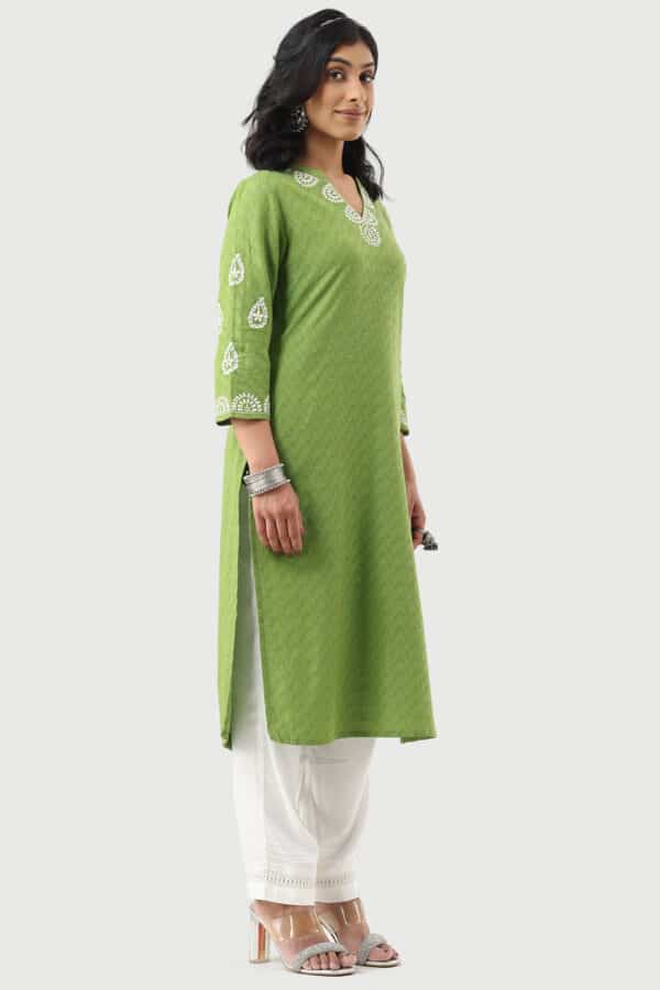 Embroidered Green Kurtis For Women