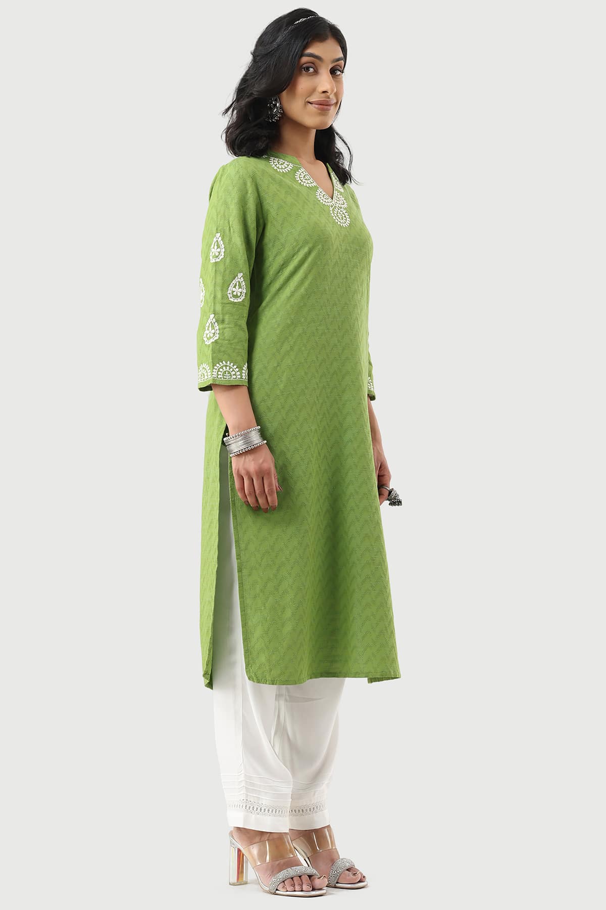 Embroidered Green Kurtis For Women