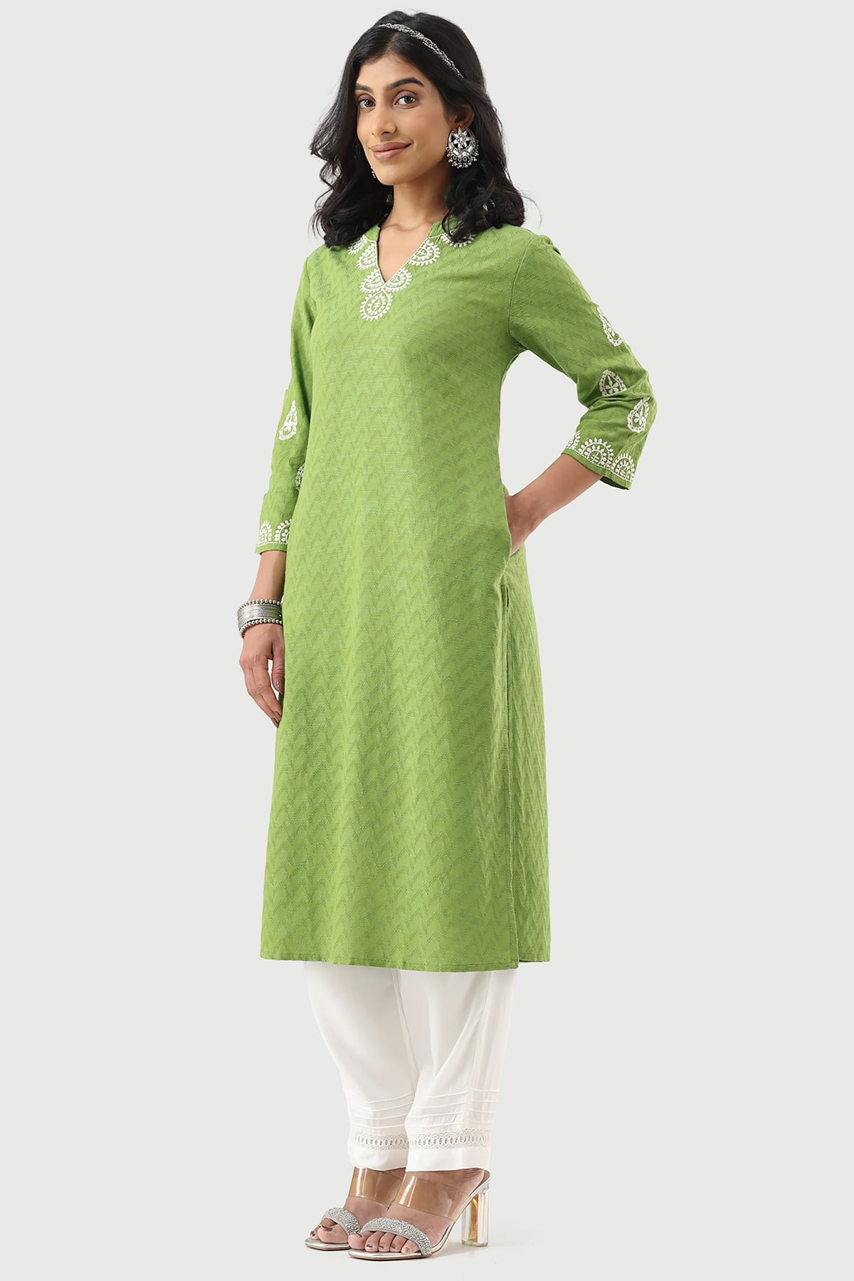 Embroidered Green Kurtis For Women