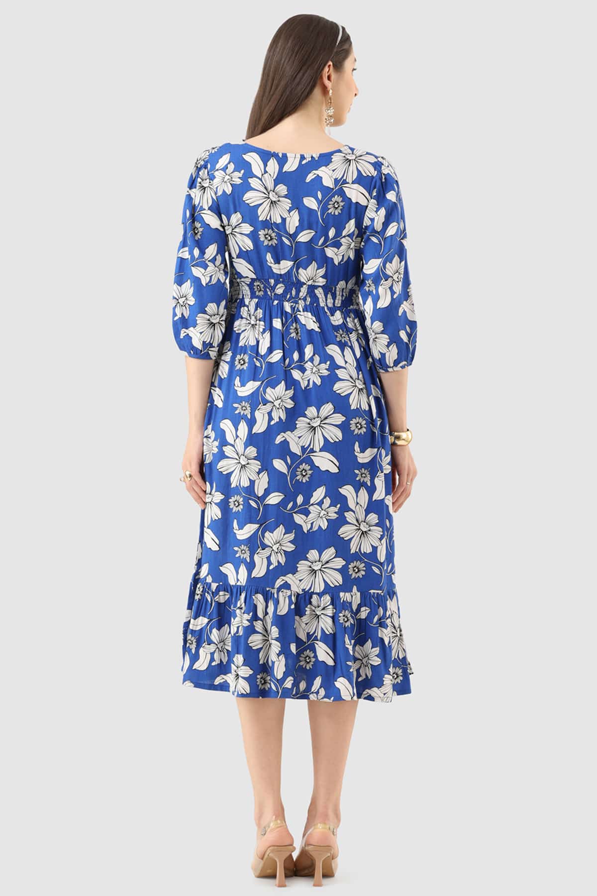Printed Woman Blue Dress