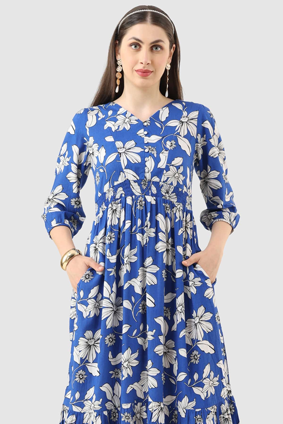 Printed Woman Blue Dress