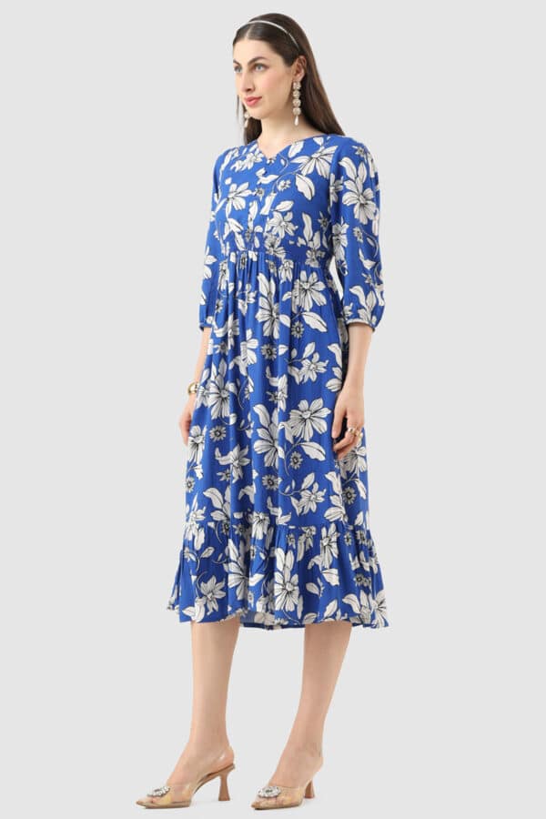 Printed Woman Blue Dress