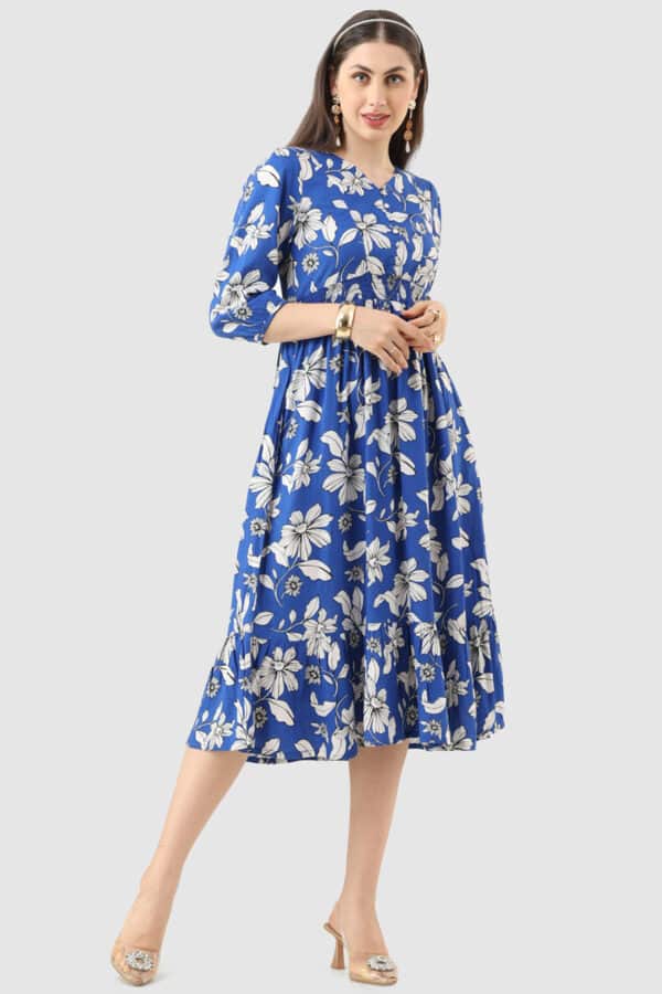 Printed Woman Blue Dress