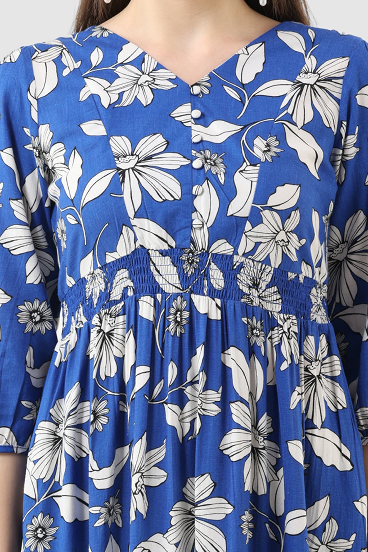 Printed Woman Blue Dress