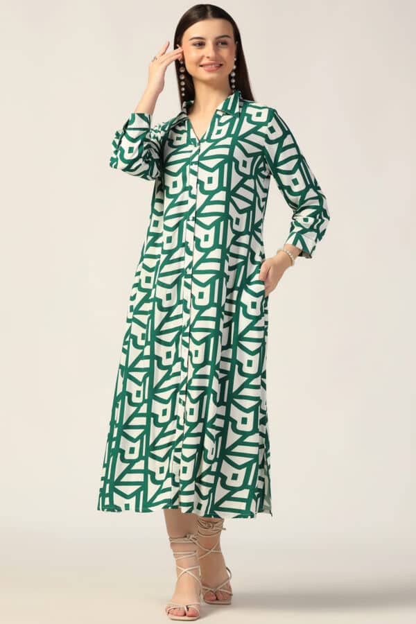 Printed Green Dress Women