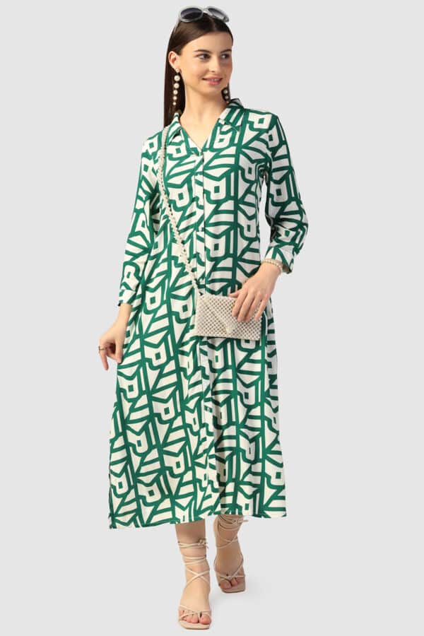 Printed Green Dress Women