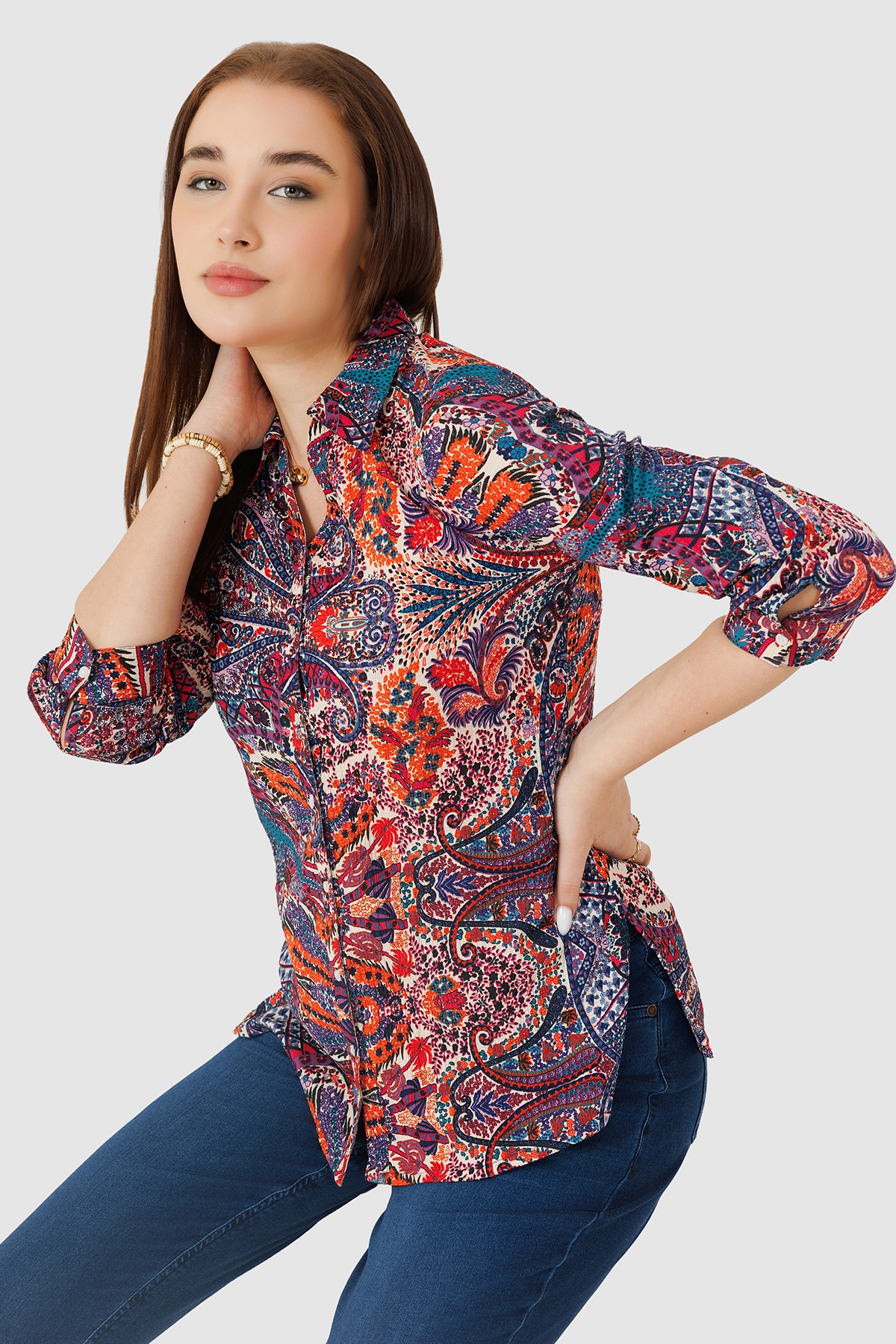 Printed Orange Shirt For Women