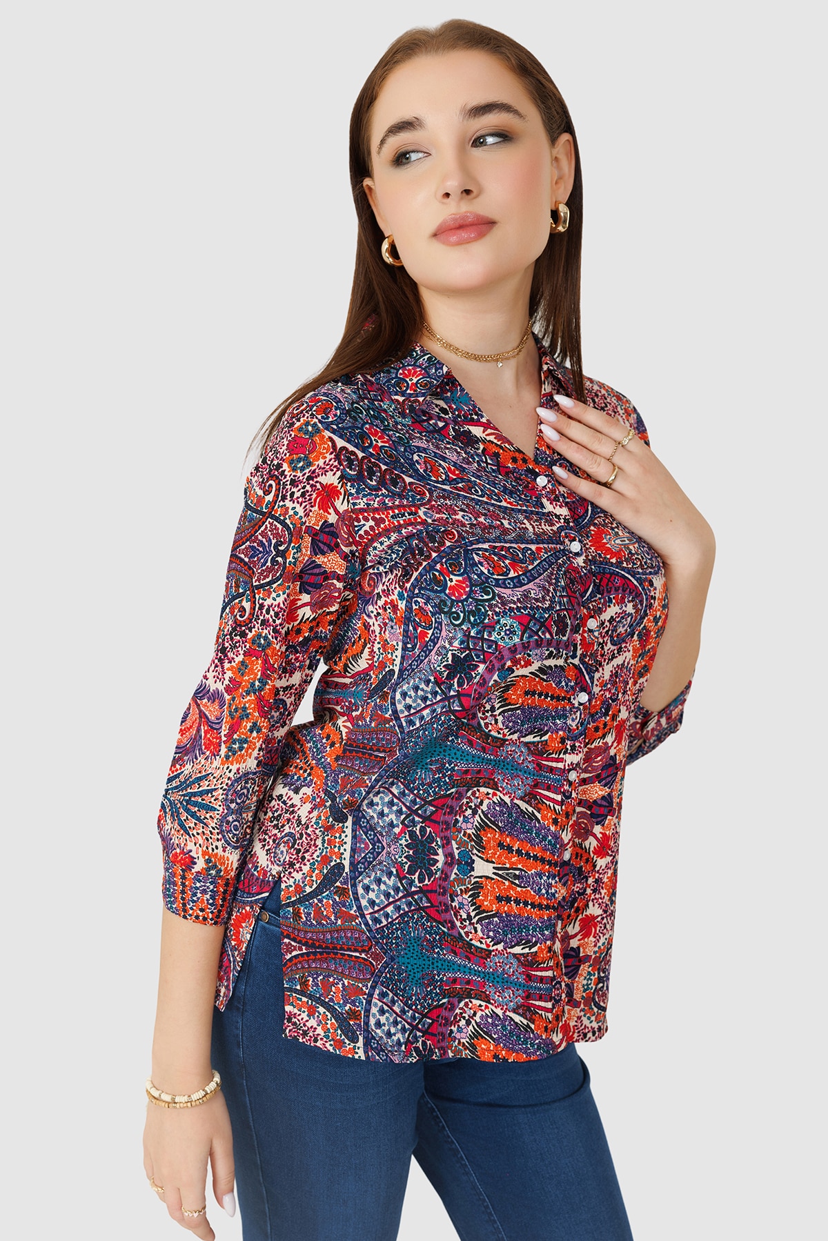 Printed Orange Shirt For Women
